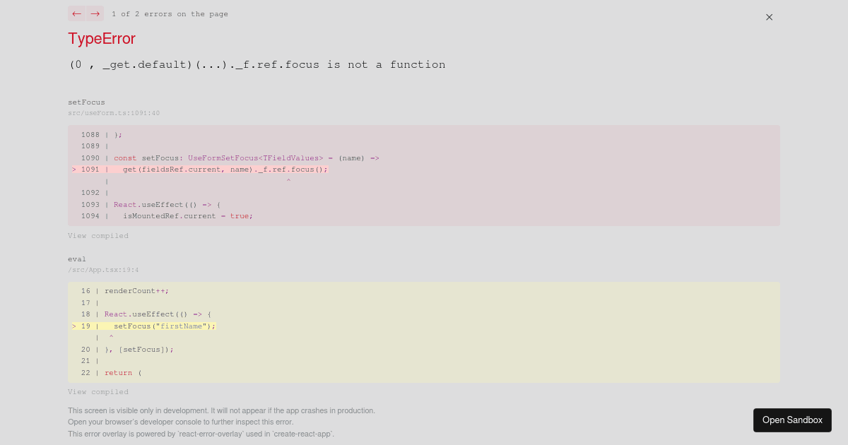 setFocus (forked) - Codesandbox