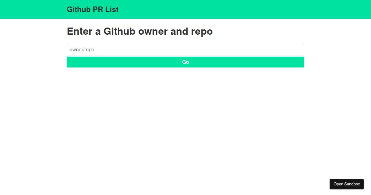 Github PR List - Codesandbox