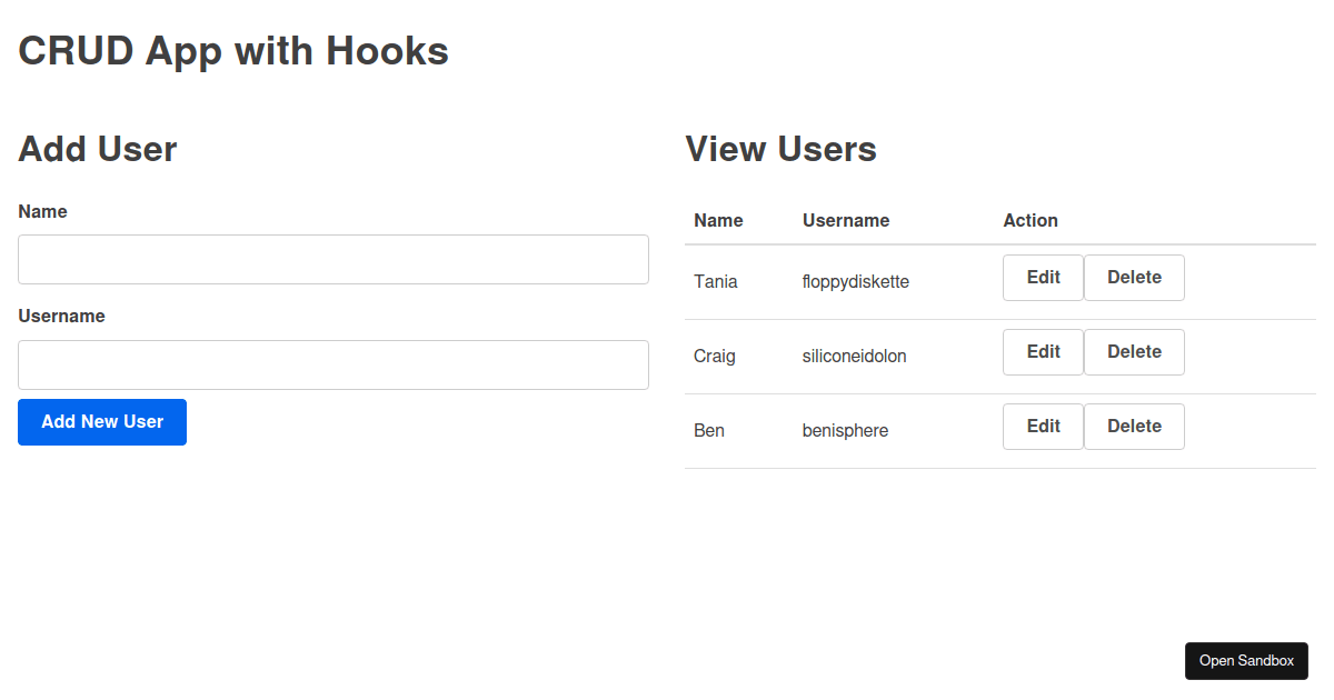 React-hooks-tania-rascia-tutorial - Codesandbox