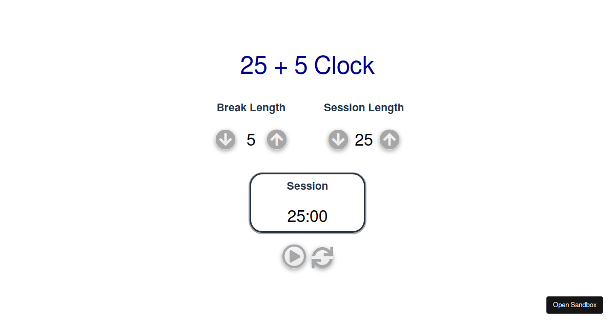 Pomodoro Clock in React - Codesandbox