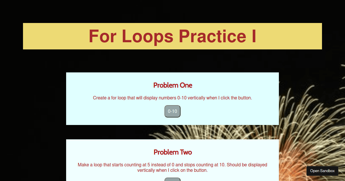Loops Practice - Codesandbox
