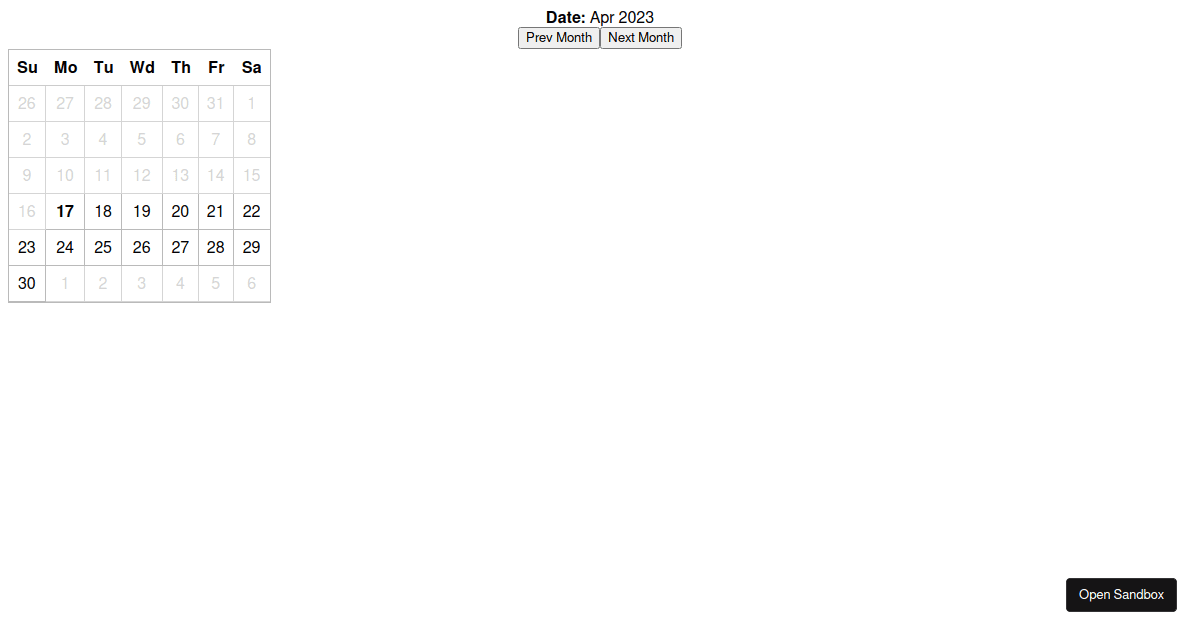 React Date Picker (forked) - Codesandbox