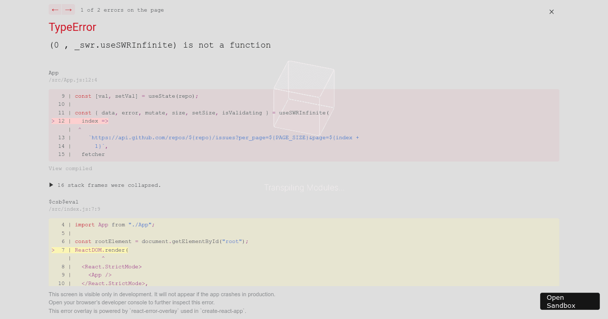 SWR-Infinite - Codesandbox
