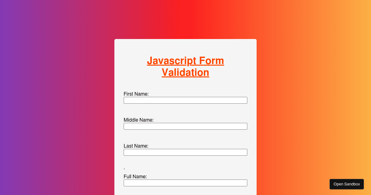 JavaScript form - Codesandbox