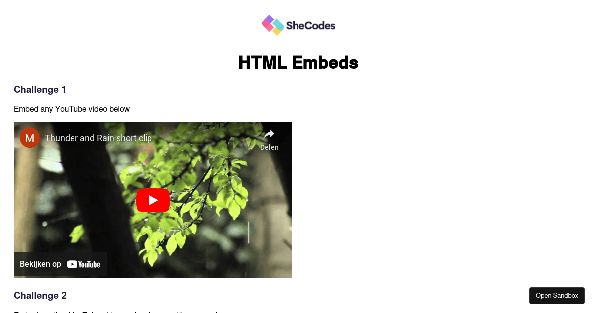 HTML Embeds Challenge (forked) - Codesandbox
