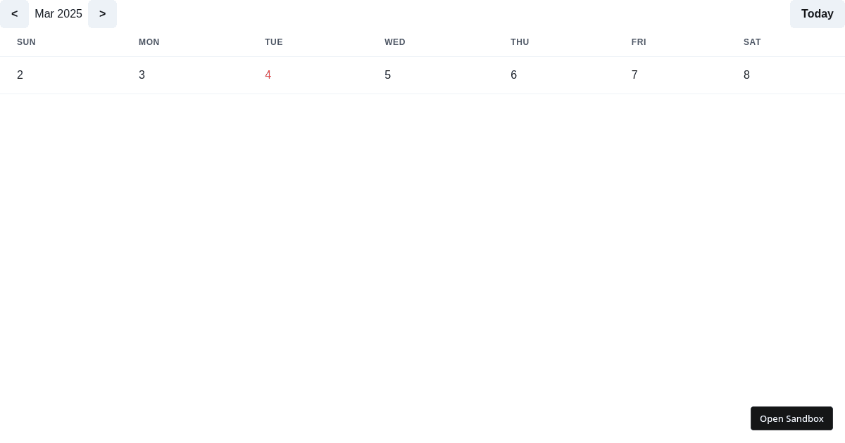 Chakra UI Calendar (forked) - Codesandbox