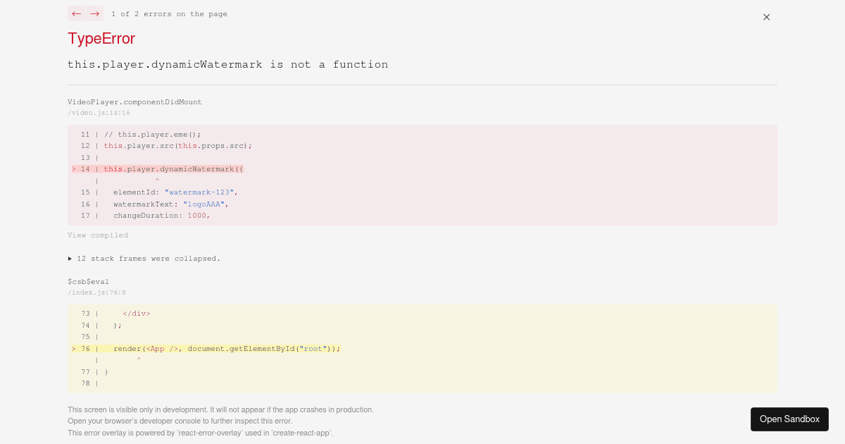 A sample Video.js with React project (forked) - Codesandbox