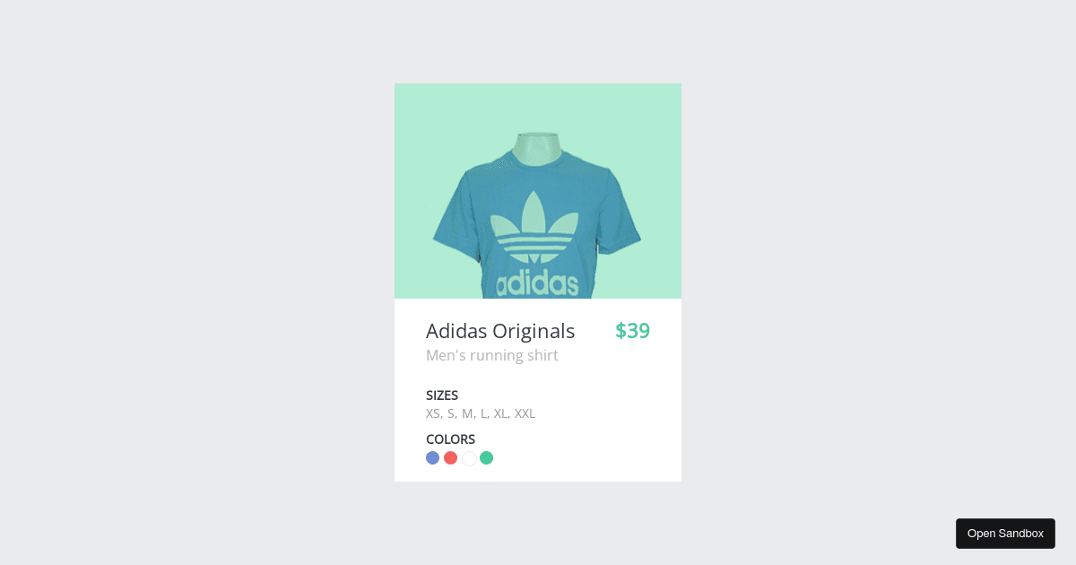 Swipeable product card - Codesandbox