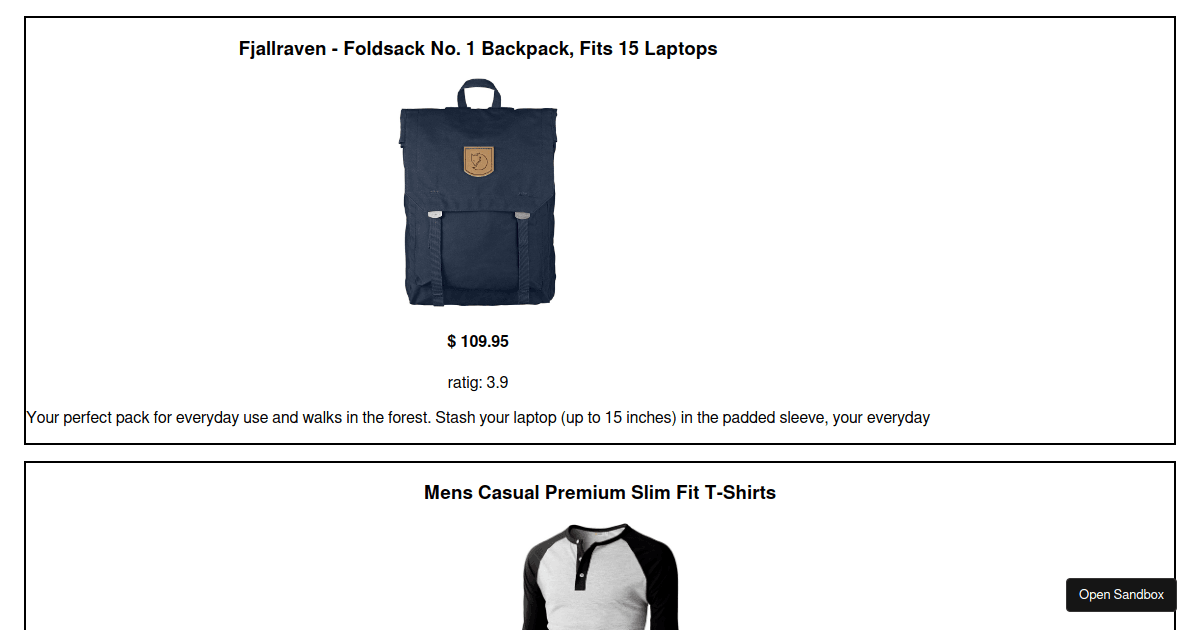 product with filter for practice - Codesandbox