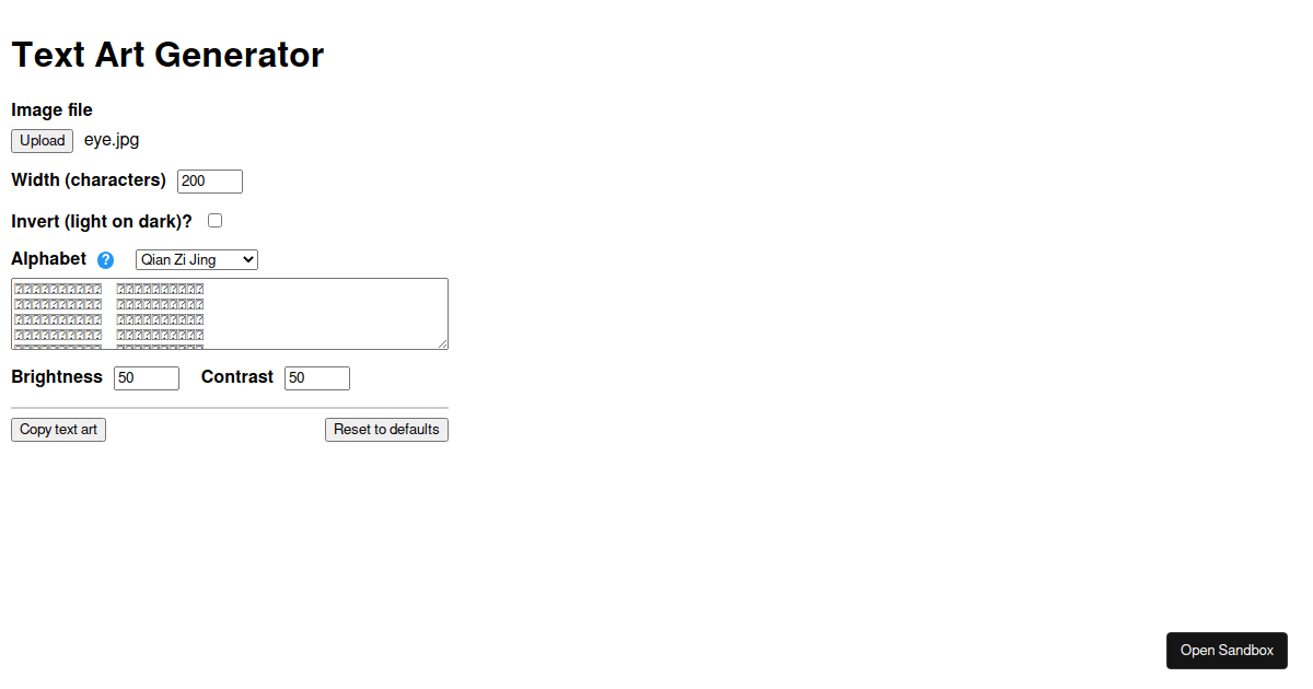 textartgenerator Codesandbox