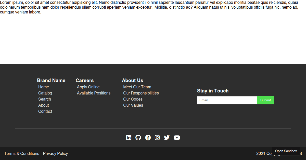 Responsive footer codesandbox