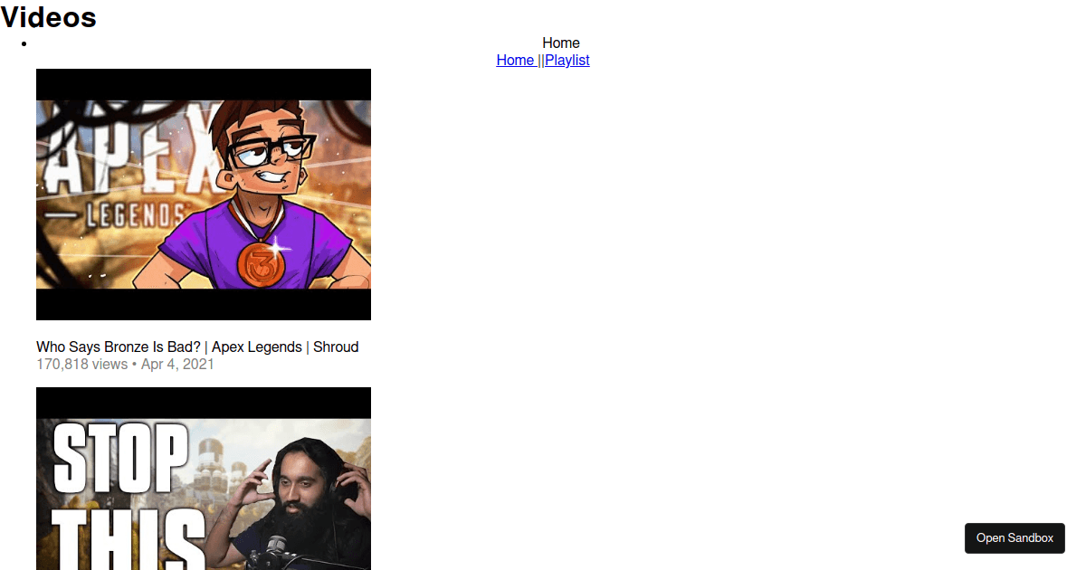 video library (forked) - Codesandbox