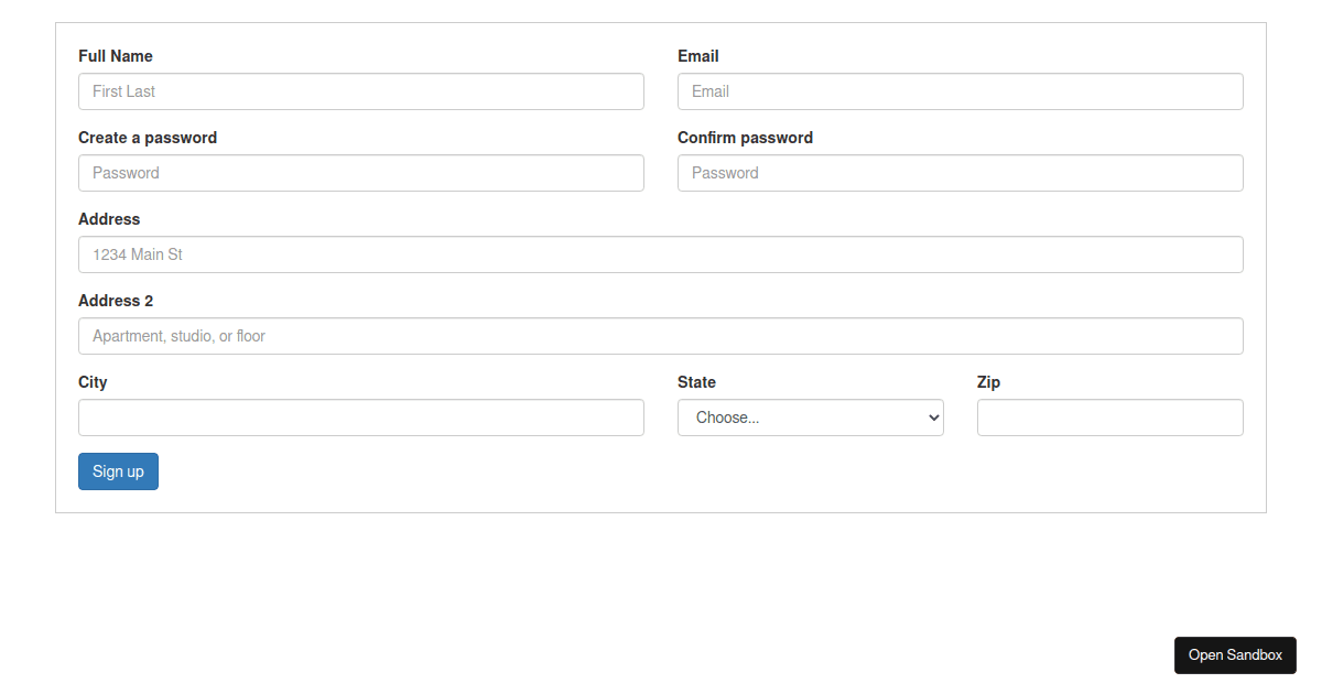 Signup Form Demo - Codesandbox