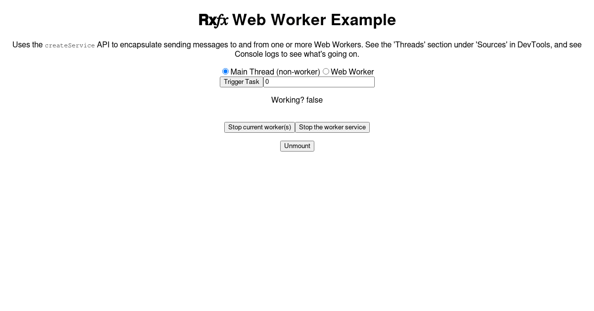 rxfx/service Example: Web Worker - Codesandbox