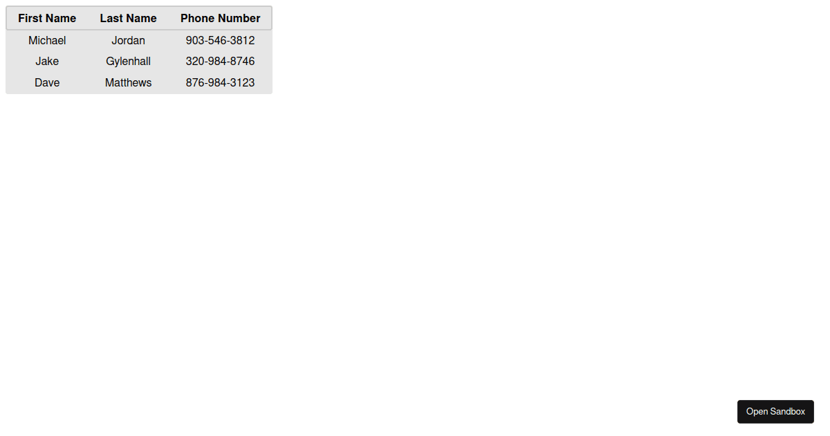 simple html table code example