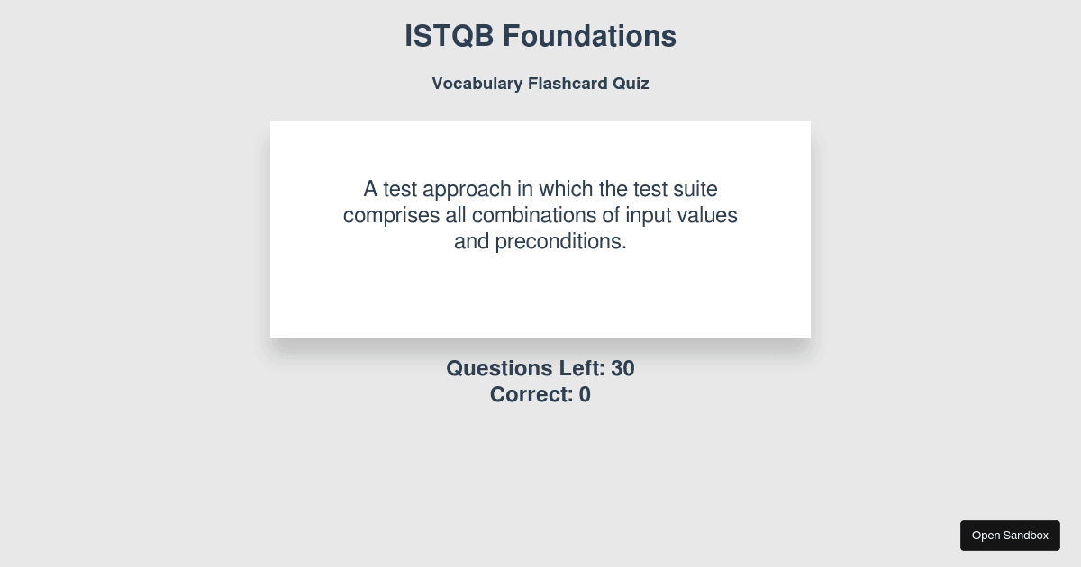 Istqb-flashcards - Codesandbox