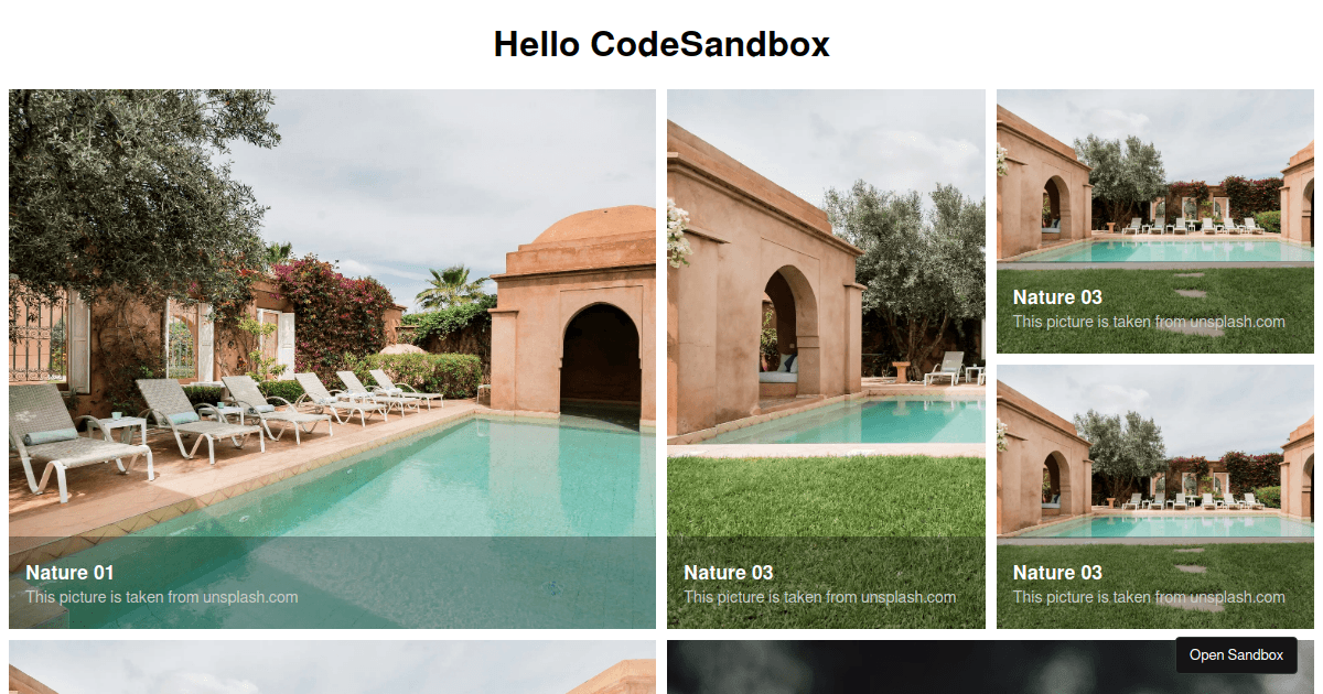 Gallerie photos react - Codesandbox