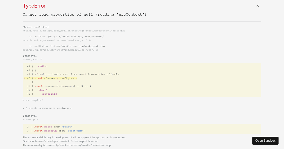 Material demo - Codesandbox