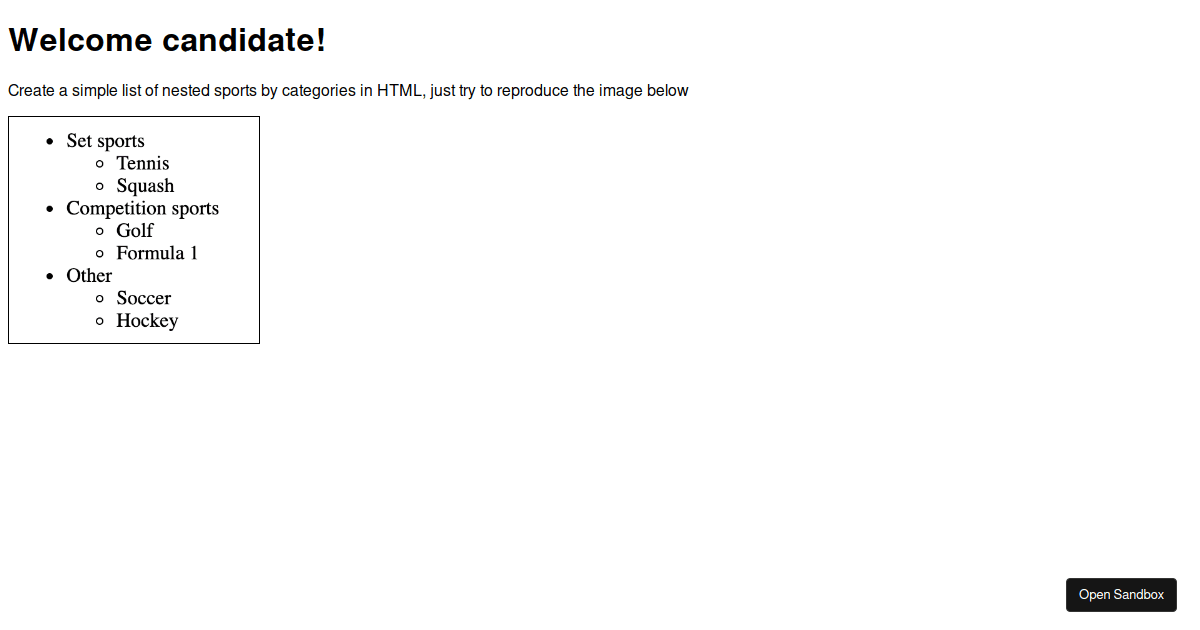 TEST 1 - HTML - Codesandbox