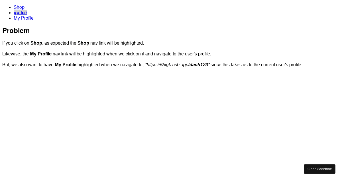 active nav link-- I think it works - Codesandbox