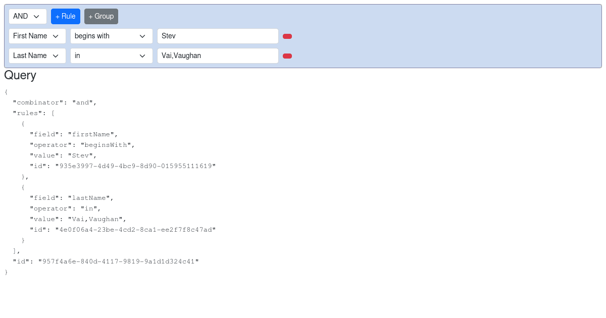 React Query Builder Bootstrap Template - Codesandbox