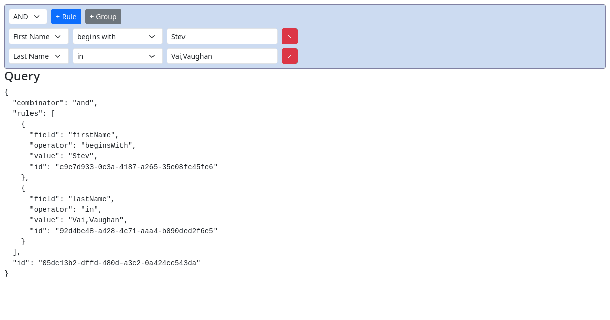 React Query Builder Bootstrap Template - Codesandbox