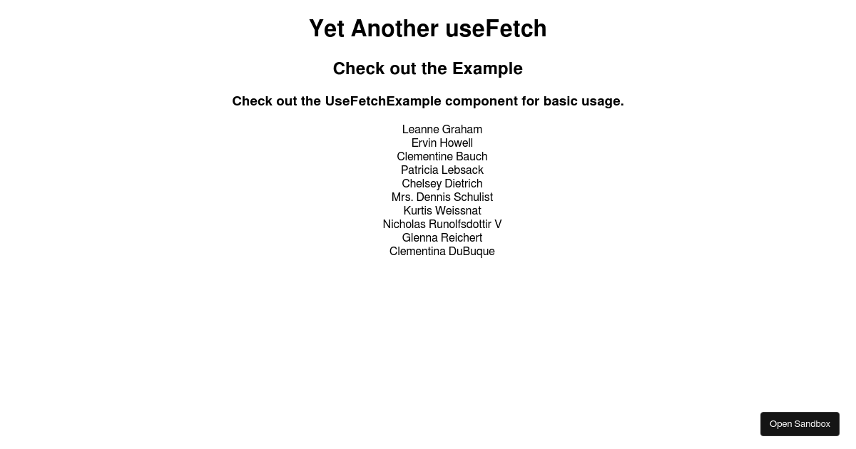 yet-another-usefetch example - Codesandbox