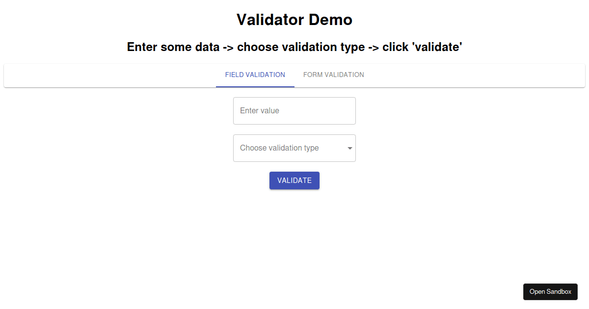 Validator - Codesandbox