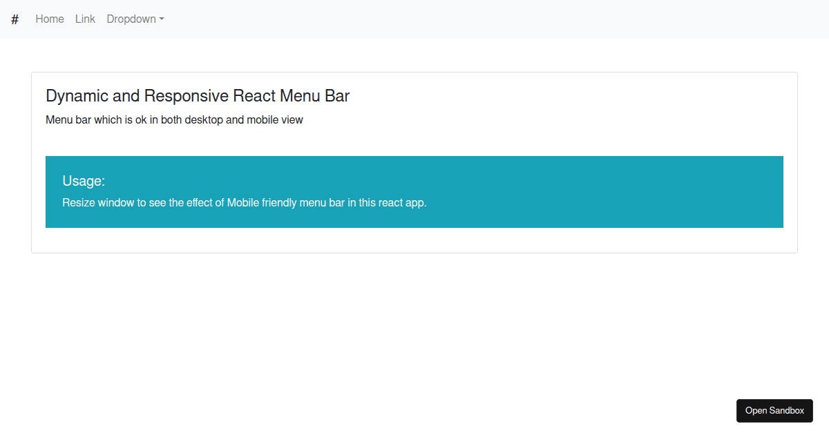 Responsive Mobile and Desktop Menu Example in React (forked) - Codesandbox