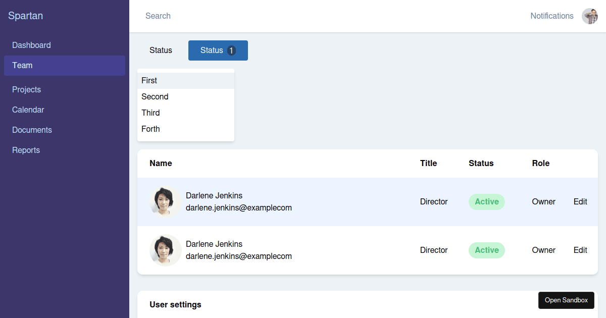 Dashboard (forked) - Codesandbox
