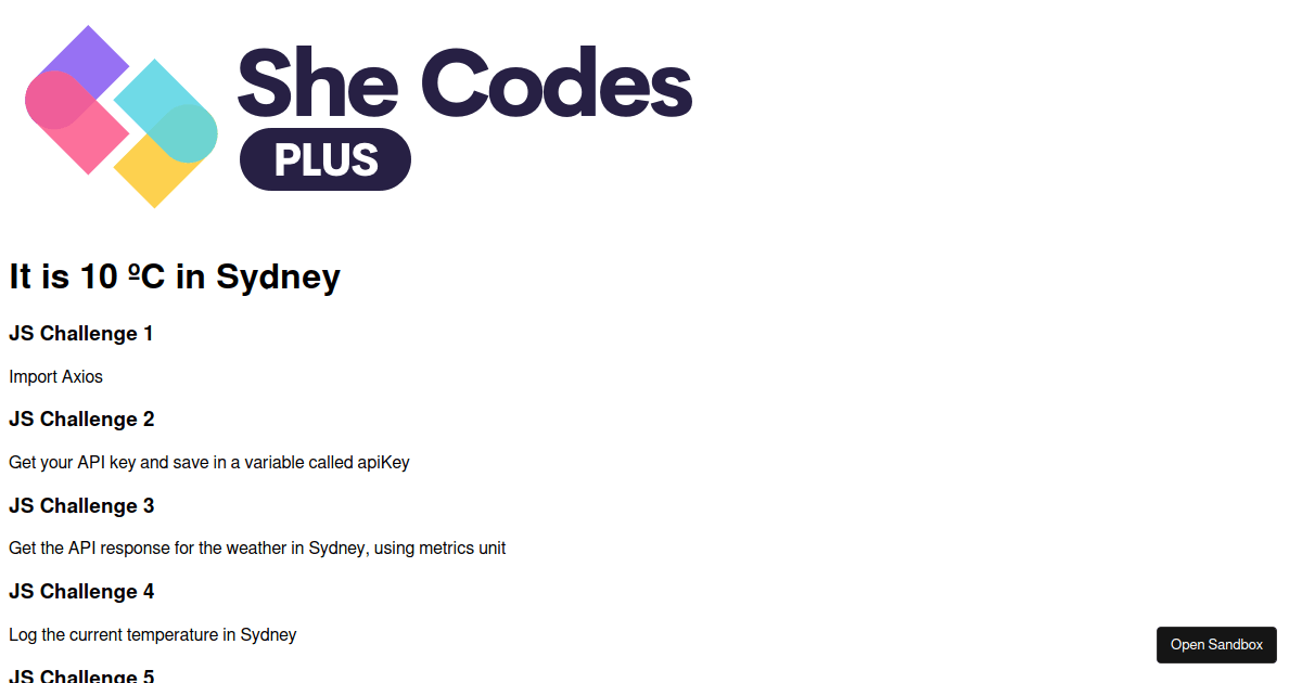 Lesson 4 - Weather API - Codesandbox
