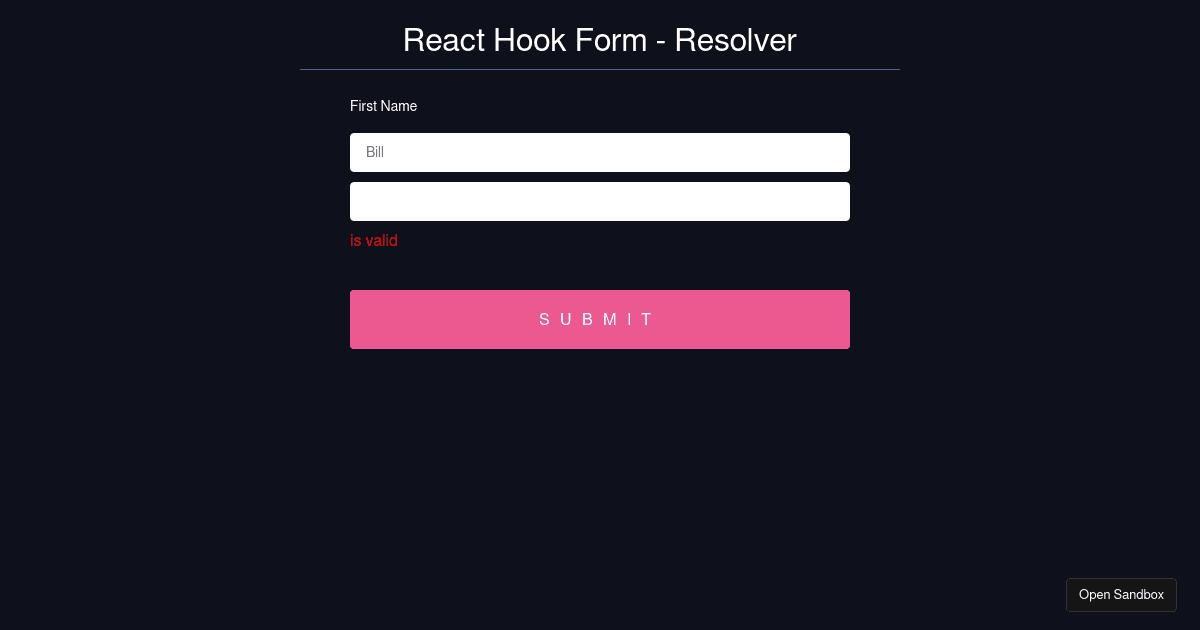 React Hook Form - Resolver (forked) - Codesandbox