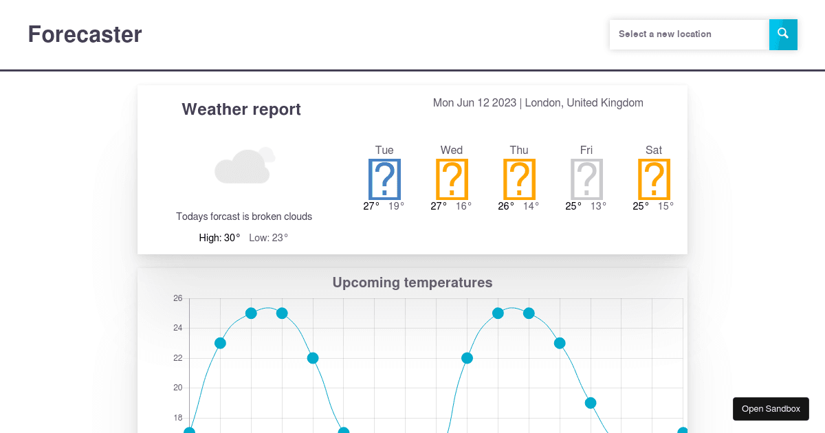 5 day weather forecast - Codesandbox