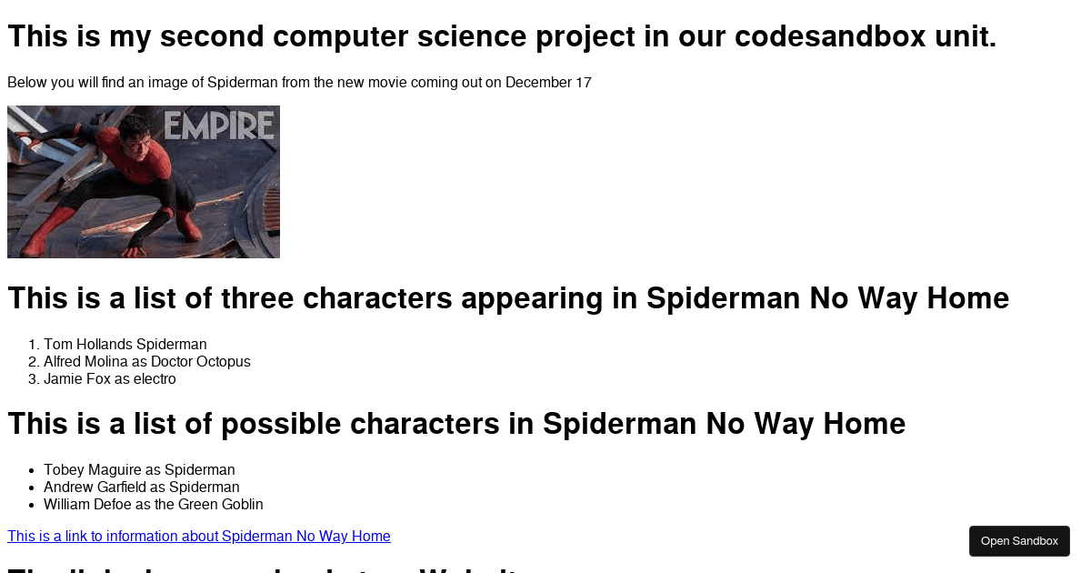 second computer science project - Codesandbox