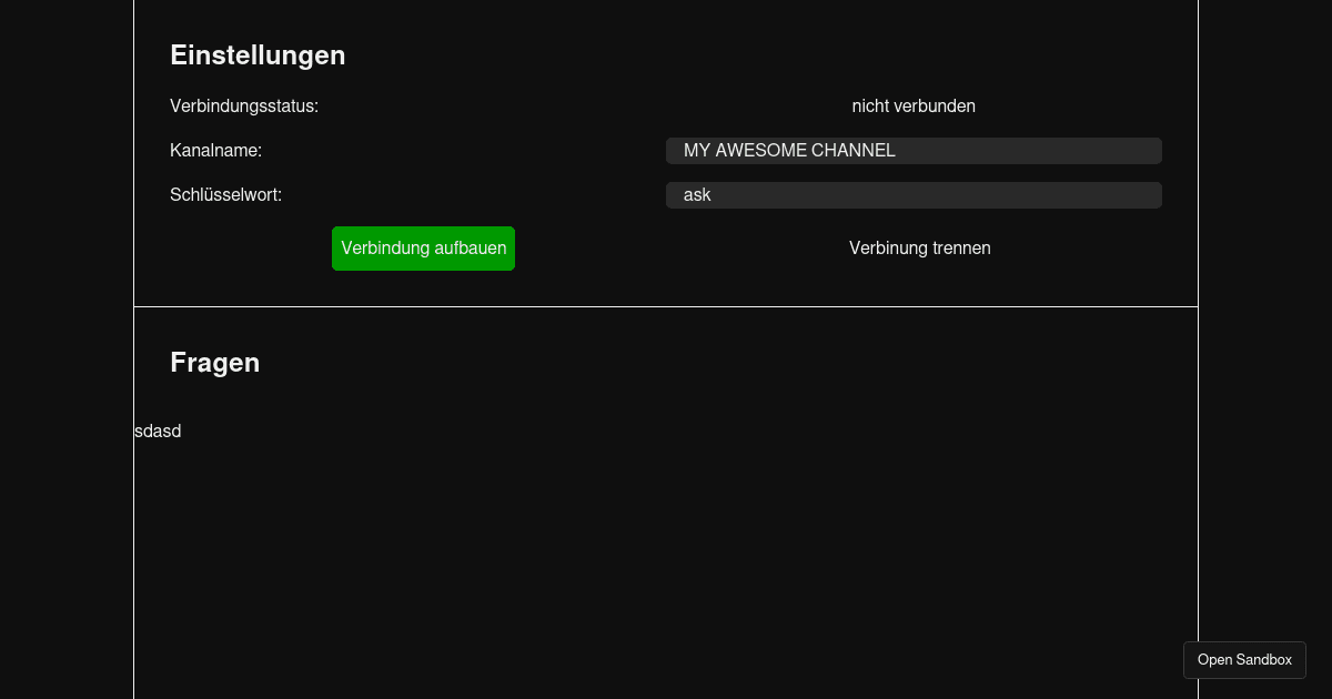 Twitch Frageapp (forked) - Codesandbox