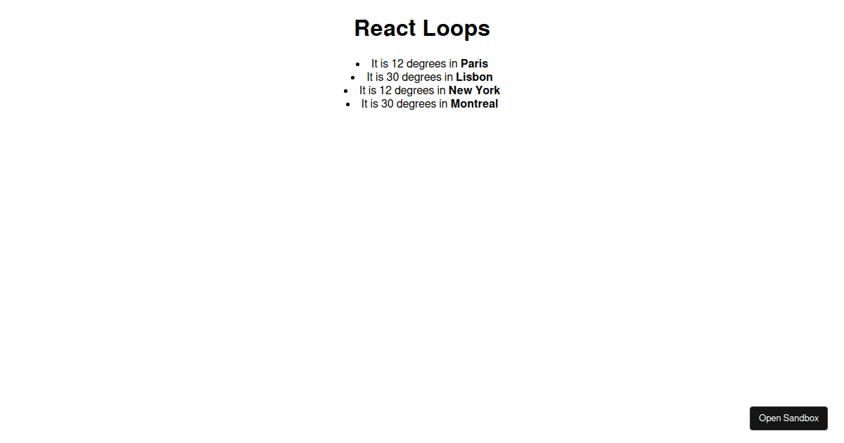 React Loops Lesson - Codesandbox