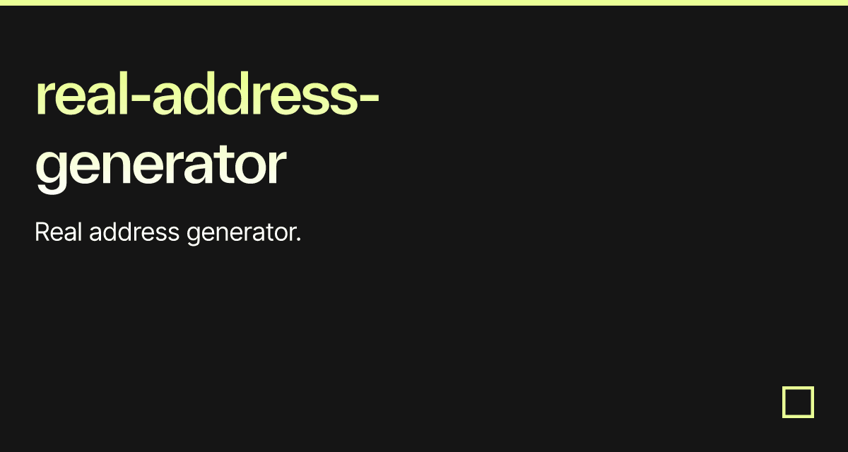 realaddressgenerator Codesandbox