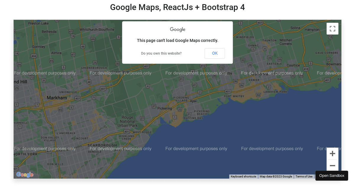 react-google-maps-bootstrap (forked) - Codesandbox