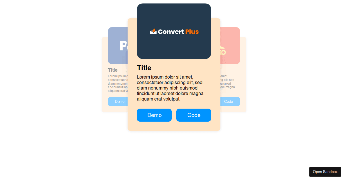 React Spring Cards Carousel Codesandbox