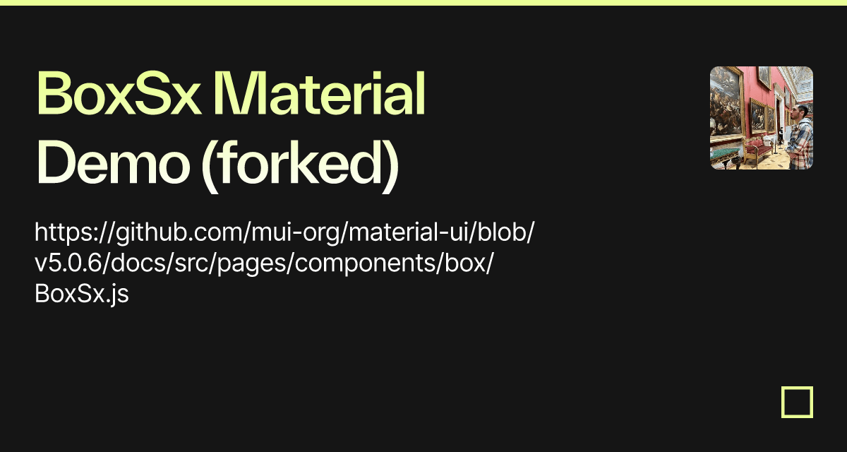BoxSx Material Demo (forked) - Codesandbox