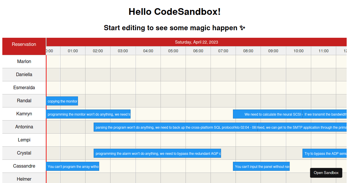 Timeline Demo - Modal Issues - Codesandbox
