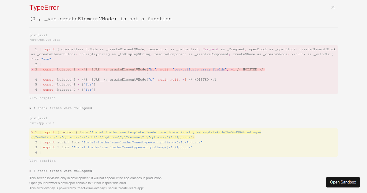 vee-validate array fields (forked) - Codesandbox