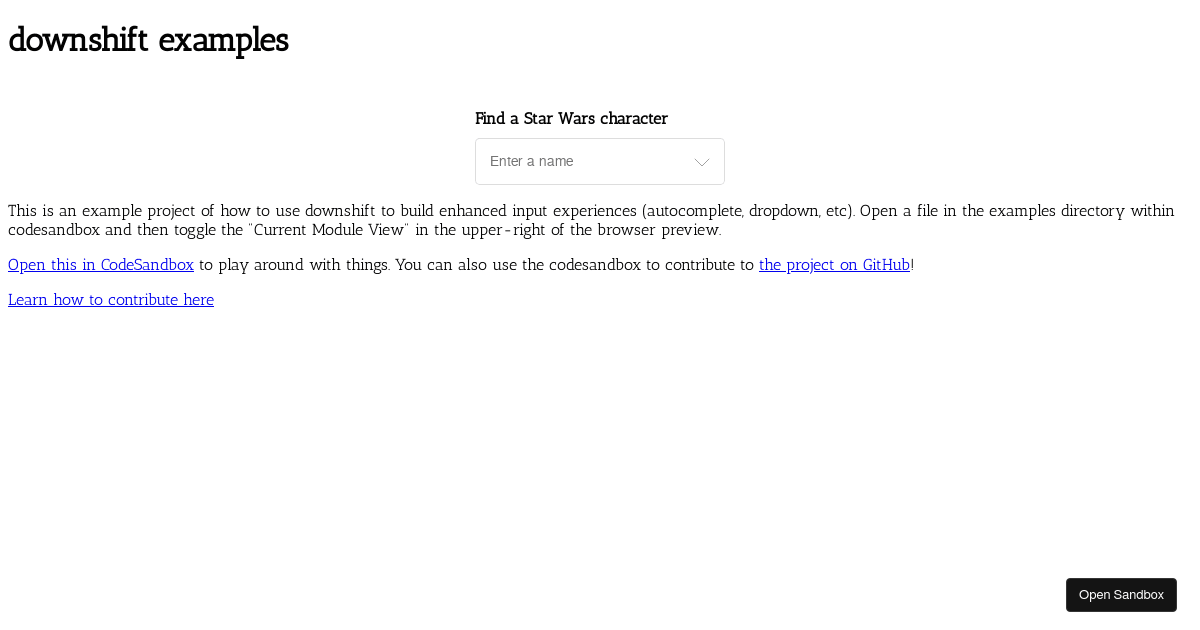 downshift-examples - Codesandbox
