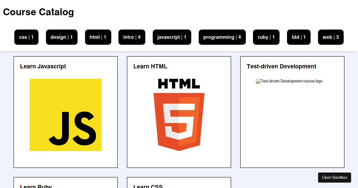 course catalog Codesandbox course catalog Codesandbox