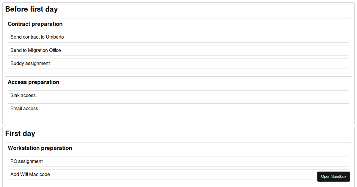 Checklist - Codesandbox