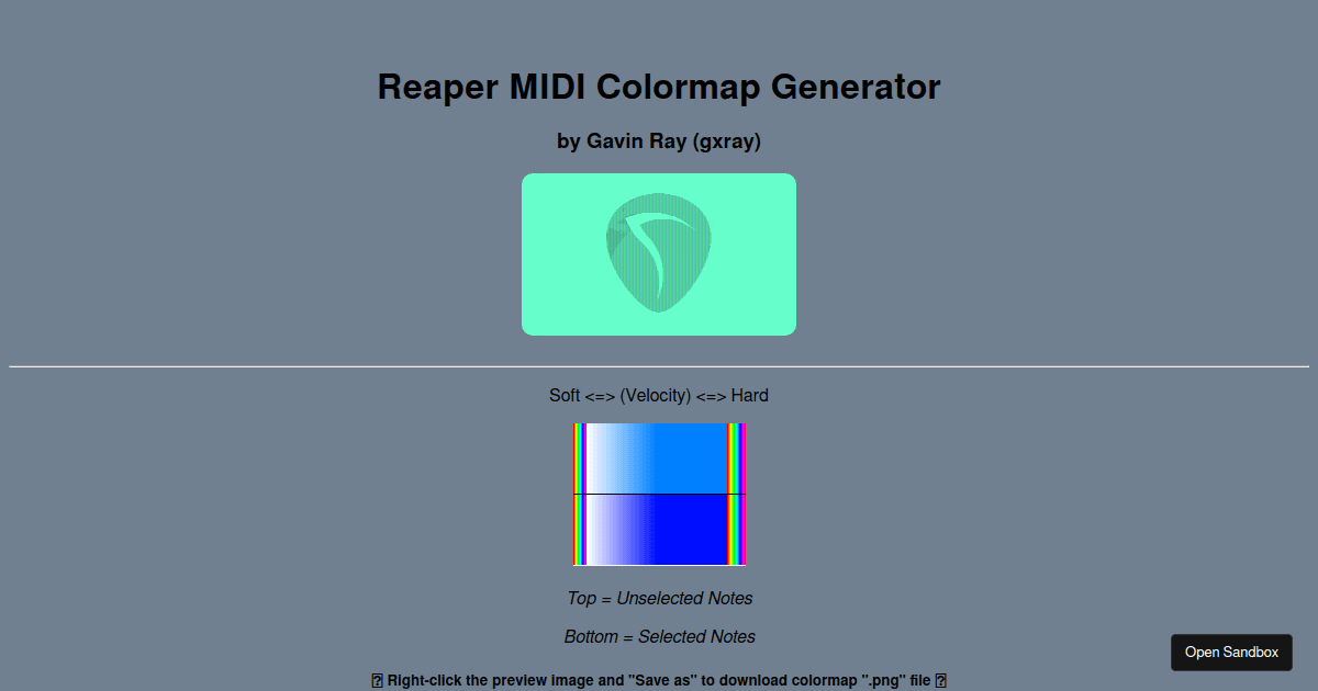 reapermidicolormaptool Codesandbox