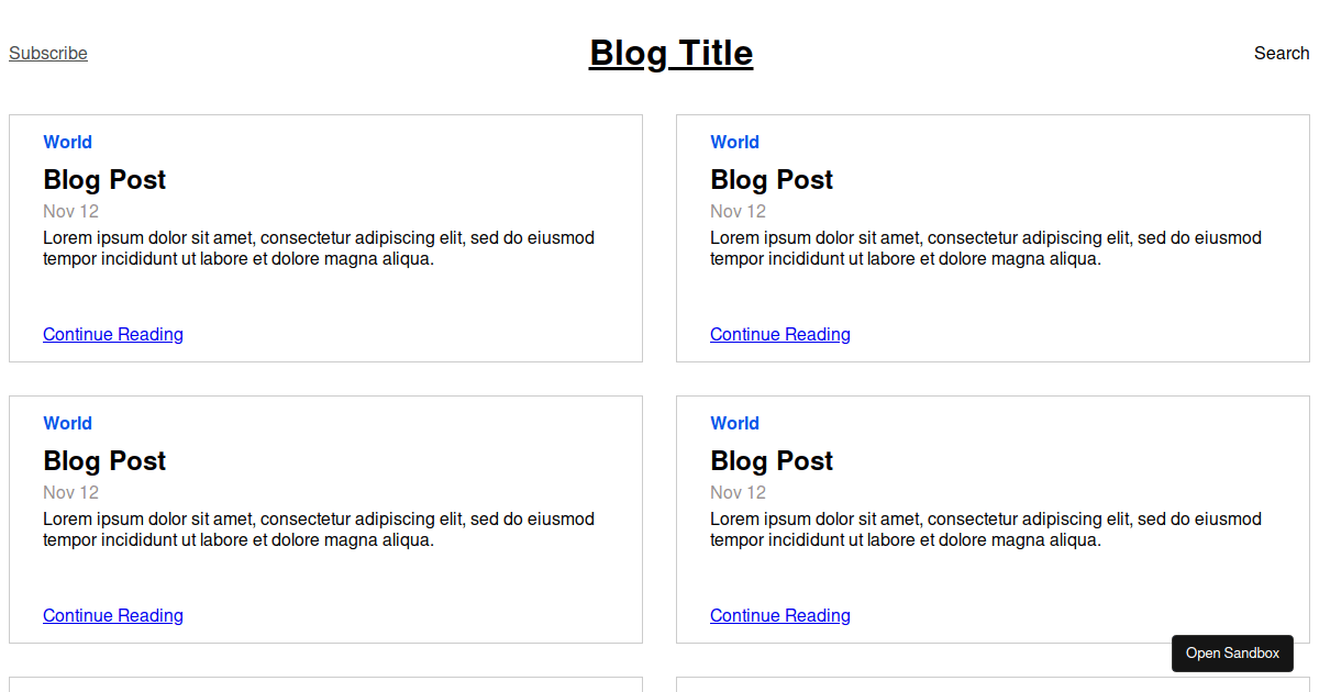 Personal Blog Website Example - Codesandbox
