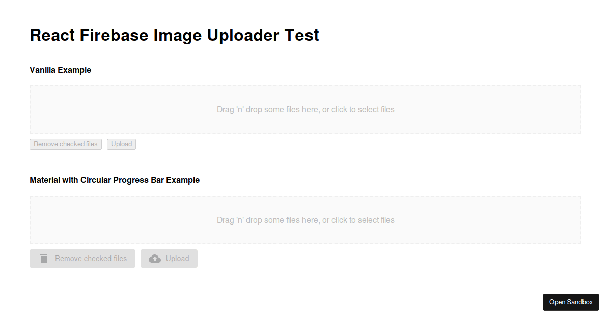 Firebase uplader test - Codesandbox