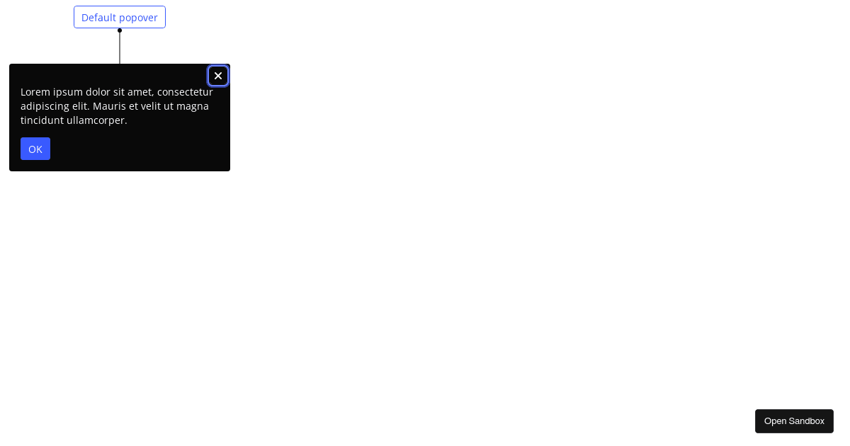 MDS Popover demo - Codesandbox