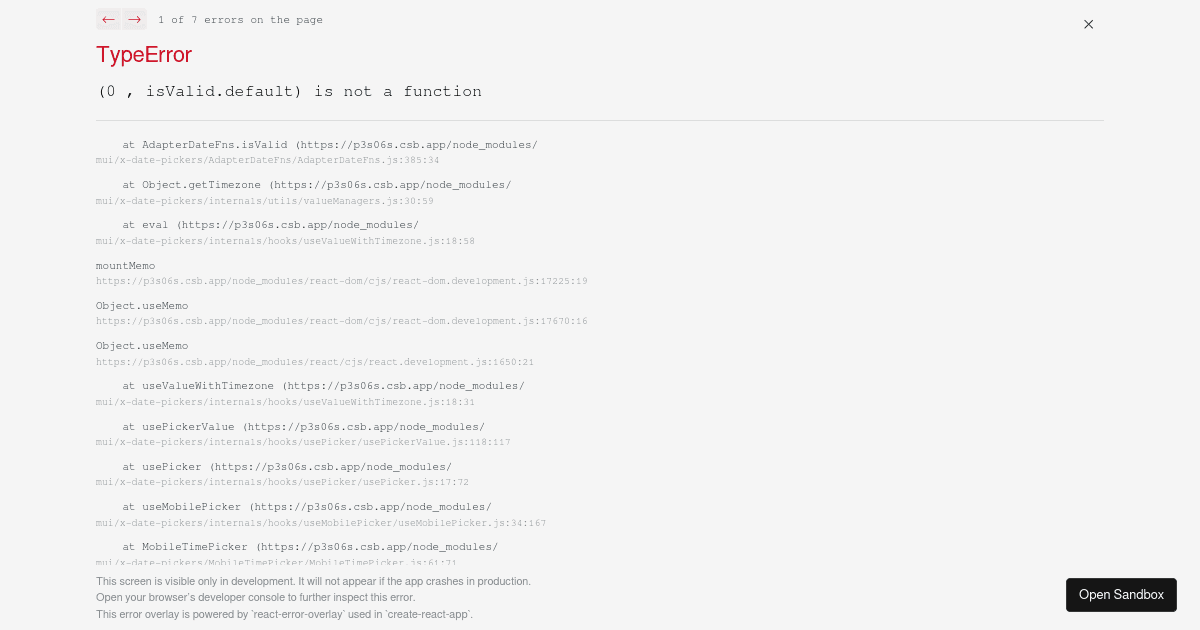 ResponsiveTimePickers demo — MUI X - Codesandbox